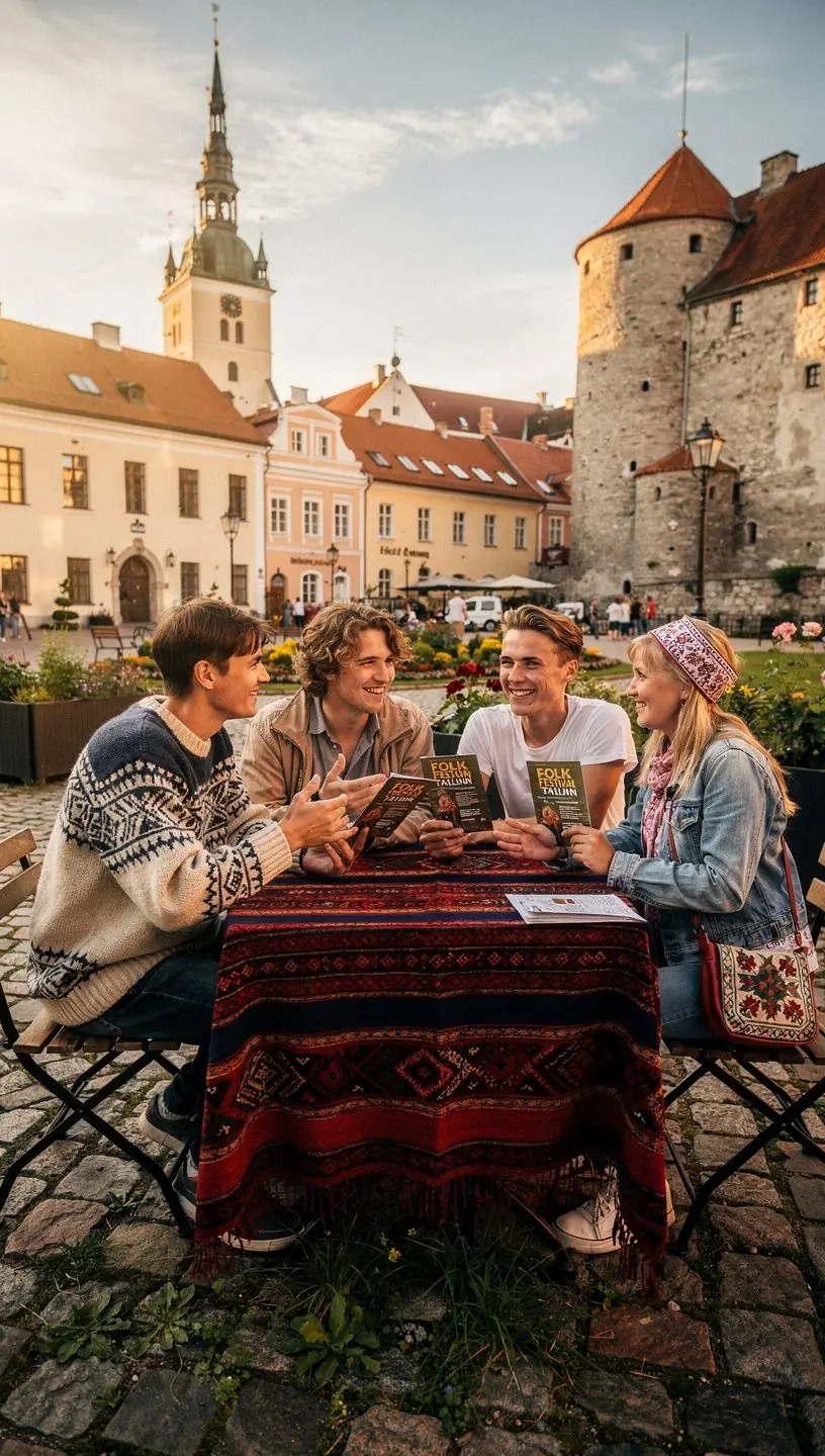 Õpilased kuulamas loengut Eesti muusika- ja kultuuripärandi tähtsusest professionaalse giidi juhendamisel.