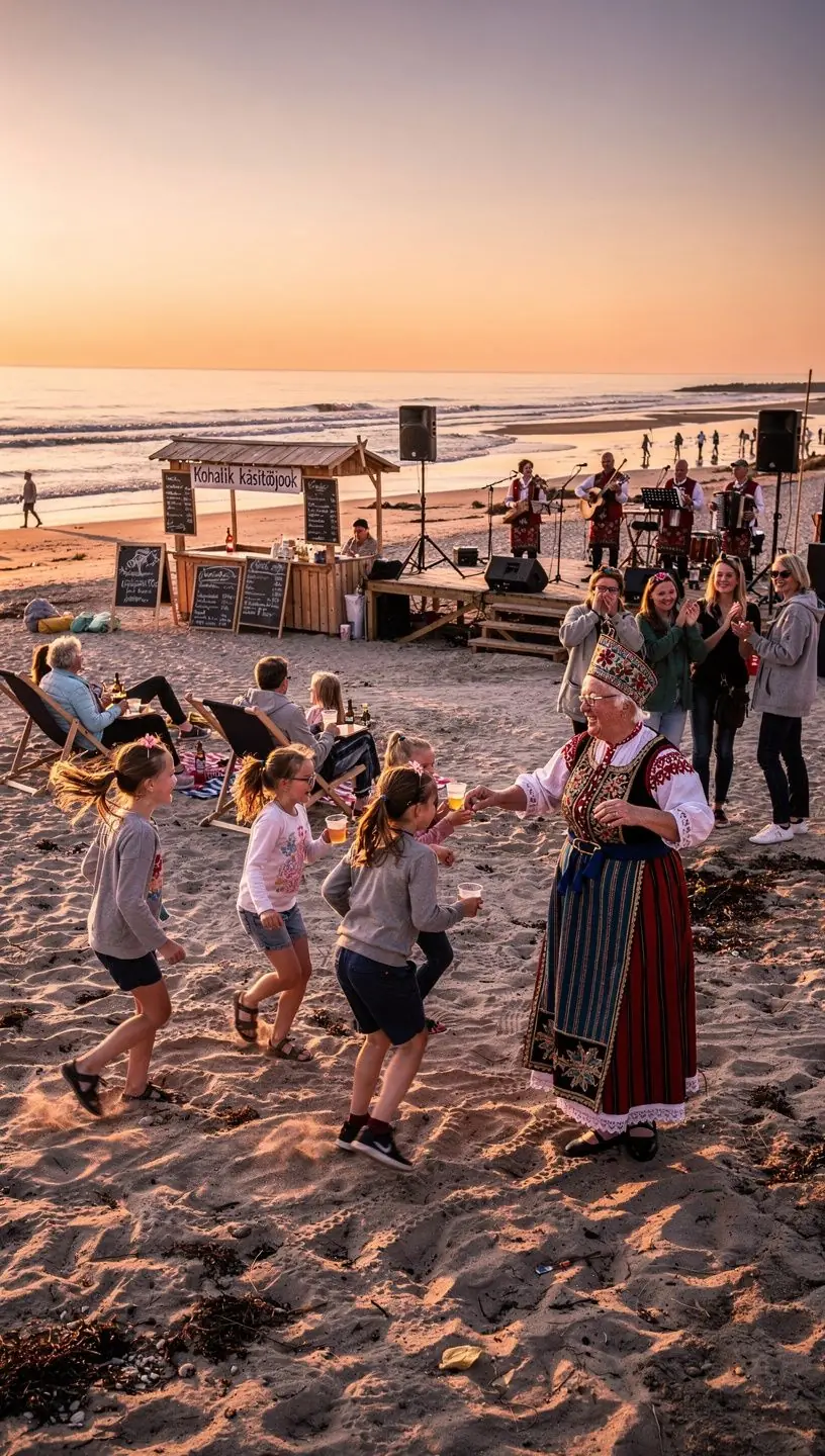 Kultuuriekskursiooni grupp giidiga vaatamas traditsioonilist Eesti käsitööd ja rahvakunsti.